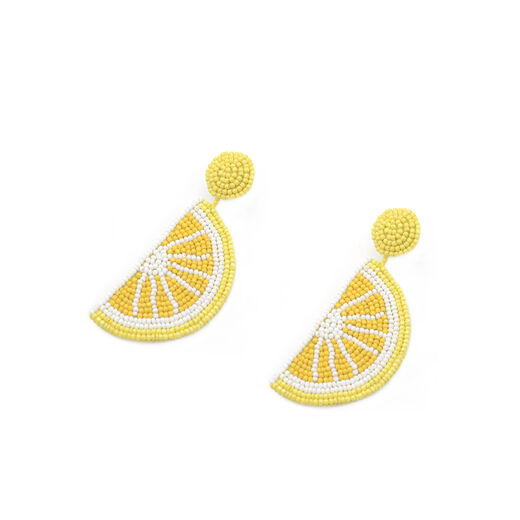 Beaded lemon slice earrings